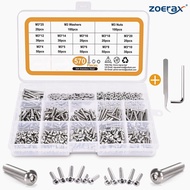 570PCS Stainless Steel M3 Button Head Hex Socket Cap Screw Bolts, M3 x 4/5/6/8/10/12/14/16/18/20/25m