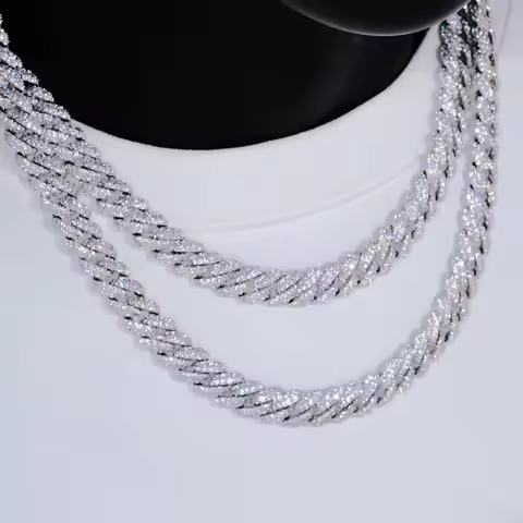 10mm Diamond Cuban Link Chain White Gold/18K Gold Plated Bling 5A+ CZ Necklace Rapper Hip Hop Luxury