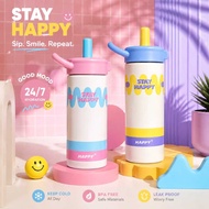 CLA - Stay Happy Stainless Steel Tumbler 600 ML Tumbler Tahan Sejuk Botol Air Tahan Sejuk