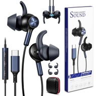 Fon Kepala USB C, Earbud Berwayar Wingtip, Penebat Bunyi dalam Telinga, Fon Telinga Jenis C untuk iP