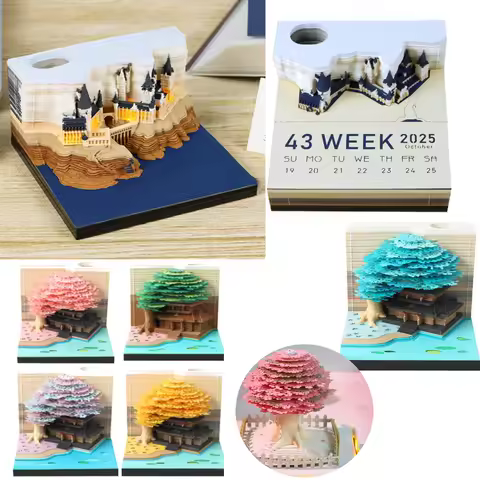 Castl Desk Calendar 2025 Tear-Away 3D Calendar Memo Pad Creative Desk Calendar DIY Notes Notepad 3D