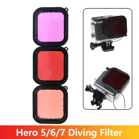 Hero 5/6/7 Diving Filter Red Purple Pink Lens Cap Three-color Protective Lens For GoPro Hero 5 6 7 A