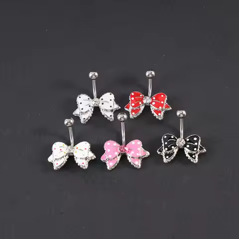 Stainless Steel Bow Piercing Fake Belly Button Ring Body Jewelry Ornaments For Women