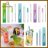 JERRY888 Reusable Metal Straw Stainless Steel Straws Portable Telescopic Drinking Straw Set