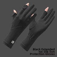 BAIXITANG | UV Protection Cooling Ice Silk Gloves 2 Fingers Show Outdoor Thin Type