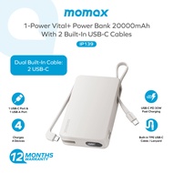 Momax IP139 1-Power Vital+ 20000mAh Powerbank with Dual Built-in USB-C Cable