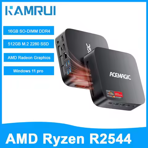 KAMRUI Mini PC AMD R2544(Beat 3500U/4300U/N150, Up to 3.7GHz)16GB DDR4 512GB M.2 SSD Mini Desktop PC