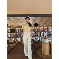 Pusumede Summer OOTD เสื้อเชิ้ตแขนสั้นผ้าลินินบางเฉียบสำหรับผู้หญิง เสื้อเชิ้ตคอกลมแขนสั้นทรงหลวมสบา