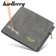 {Yuyu Bag} Baellerry Men Wallets Name Engrave Coin Pocket Short Design Purse Solid Card Holder High Quality Male