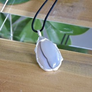 平行線 原創手工純銀鑲嵌海洋玉髓配繩意境吊墜