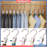 redbuild|  Clothes Drying Clip Hook Clip Hook for Traveling 5pcs Stainless Steel Clothes Drying Clip with Hook Space-saving Multifunctional Metal Clip Hook