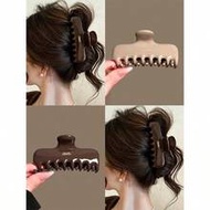 2pcs/1pc Women's Khaki Brown 11.3cm/4.45in Large Claw Hair Clip, Lightweight Plastic Hair Grip, Fash