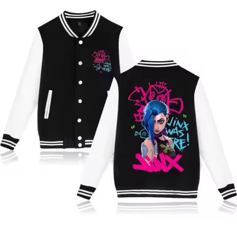 Anime Jinx Baseball Jacket Men's Hoodie Sweatshirt Boys Girls Harajuku Jackets Streetwear College Co