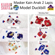 [ISI 2 Pcs] Masker Anak / Masker Kain Karakter Lucu/ Masker Anak 2 Lapis Model Duckbill Untuk Anak Laki-laki