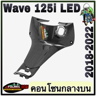 คอนโซนกลางบน Wave 125 i LED 2018-2022 เคฟล่าลายสาน ลายสวย มีสติ๊กเกอร์ POLIMIC แถมให้