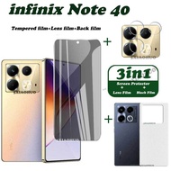 Infinix Note 40 Tempered Glass Infinix Note 40 Screen Protector Infinix Note 40 Camera Lens Protector Full Cover Screen Matte Privacy Glass 3In1 Carbon fiber back film