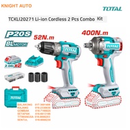 TOTAL TCKLI20271 Li-ion Cordless 2 Pcs Combo Kit Industrial Drill Impact Wrench