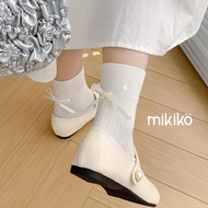 Ready Stock Socks | Japanese Style Bowknot Ribbon Middle Tube Socks [OT364] Japanese Sweet Cream Col
