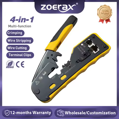 Zoerax Tools Ratcheting Modular Data Cable Crimper /Wire Stripper /Wire Cutter for CAT5e CAT6 CAT6A/