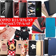 New  OPPO R11S  R11 R11 Plus  case iPhone X 7 6 Cartoon cover Tempered Glass for OPPO R11 iPhone8