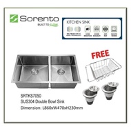 Sorento SRTKS7050 SUS304 Undermount Kitchen Sink Double Bowl Free Sink Rack