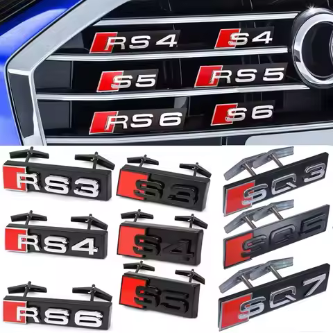 Audi 3D ABS RS3 RS4 RS5 RS6 RS7 Emblem Car Front Grille Badge Sticker Accessorie for A1 A3 8P A4 B5 