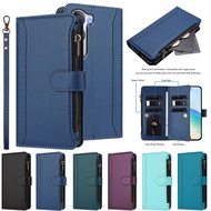 Zipper Wallet Phone Case for OPPO F29 A36 A58 A58X A76 A78 A96 Reno 12 11 Pro 12F 11F 9A Luxury Leat