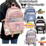 Kuromi School Bag Backpack Woman Travel Beg Sekolah Budak Perempuan Goodies Bag Birthday For Kids Barang Cute For School