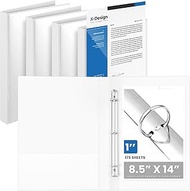 Henoyso 4 Pcs 1 Inch Mini 3 Ring Binder, Fits 5.5" x 8.5" Paper, Three Round Rings PP White Mini Bin