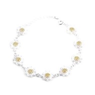Fancyqube Women Daisy Small Yellow Flower Bracelet S925 Silver Plated Chain Bangle -Silver