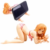 Sword Art Online Yuuki Asuna Sexy Girl PVC Figure Model Striped Kneeling Swimsuit Phone Holder Fans