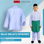 BAJU MELAYU PUTIH SEKOLAH BAJU MELAYU AGAMA KAIN KOSHIBO KAIN PUTIH NILA SIZE : 22-3XL