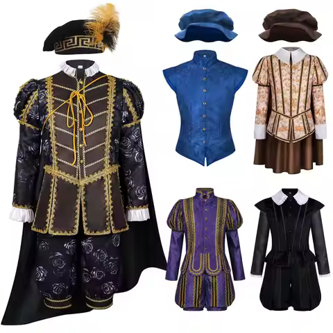 Renaissance Tudor Dynasty Royal King Elizabeth Noble Cosplay Costume European Vintage Court Outfit F