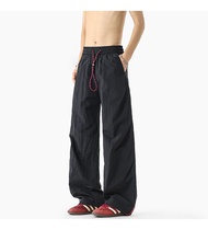 กางเกงผู้ชาย เสื้อแจ็คเก็ตจับจีบกันลม  Men's trousers, windproof pleated combat pants black XL