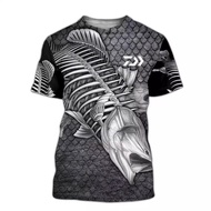 New Daiwa Fishing Fashion Trend Personalized 3D Printing Sea Fishing Pattern Short Sleeve Men's Loose Large Short Sleeve T-shirt