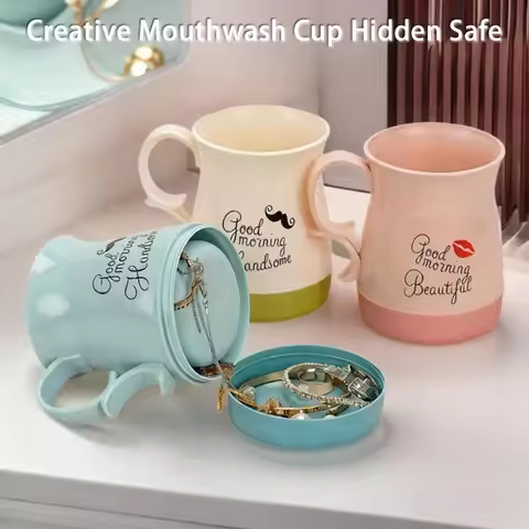 Creative Secret Hidden Safe Storage Box Mouthwash Brushing Cup With Hidden Compartment For Hide Cash