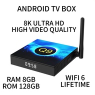 Q9 ANDROID TV BOX RAM 8GB ROM 128GB VIDEO QUALITY 8K ULTRA HD LIFETIME NEW ANDROIDBOX LATEST TVBOX
