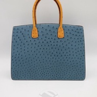 【飛天馬精品】HERMES 愛馬仕－手提包／湖水藍／鴕鳥皮　#0000272