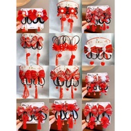 ReadyStock CNY Kid Wig Braids Embroidery Tassel HairClip Velvet Ribbon Hairpin HairAccessories时尚新年儿童