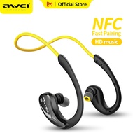 Awei A880BL Neckband earphones Hanging neck Sport Headphone In-ear Bluetooth Wireless Headset Sweat-proof IPX4 Waterproof Sports Wireless Earbuds Built-in Mic Compatible Bluetooth earpiece with mic for All Bluetooth mobiles