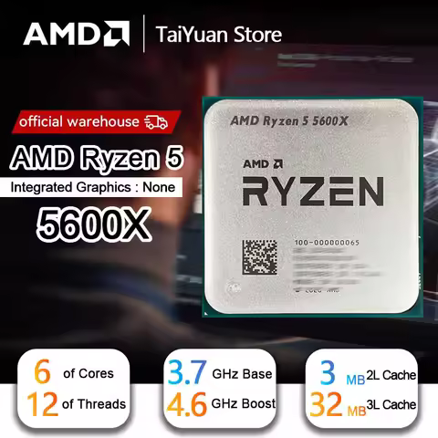 AMD Ryzen 5 5600X CPU R5 5600X 3.7 GHz 6-Core 12-Thread 7NM 65W L3=32M 100-000000065 Socket AM4 New 