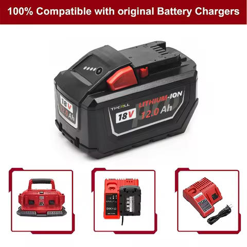 TPCELL 12AH/15AH For M.18 Tabless 21700 18V Professional Battery Li-ion Replacement High Output