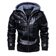 jaket Kulit Pria hoody sintetis Premium Tebal model 2022
