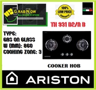 ARISTON TH 931 D2/A B LPG GAS COOKER HOB  SCHOTT GLASS  CAST IRON  DOUBLE RING  Made in Italy  Local Warranty  Low Price