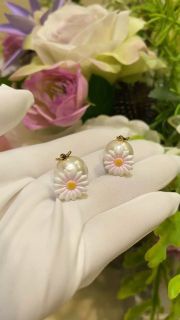 頂版Dior 2026SS粉色小雛菊蜜蜂珍珠耳釘耳環 艾米同款 實拍正品 香港包郵