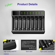 CYBERLINX Battery Charger Universal Smart Consumer Electronics 8 Slots Rechargeable Batteries Durabl