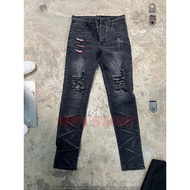 Stretch Patch Jeans Rubber Fabric Jeans Ripped Jeans