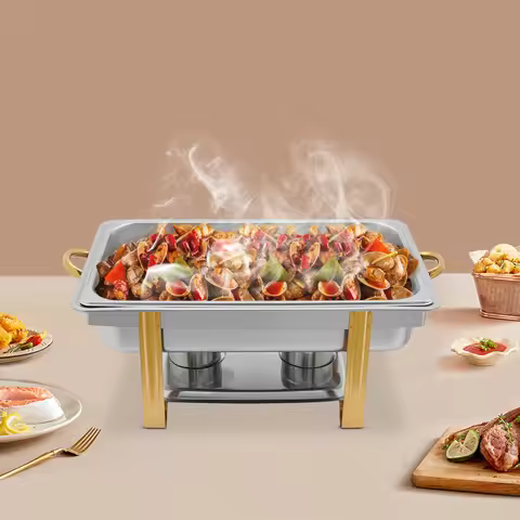 9L Stainless Steel Chafing Dish Buffet Tray, Food Pan, Chafer Food Warmer Container, +Fuel Holders &