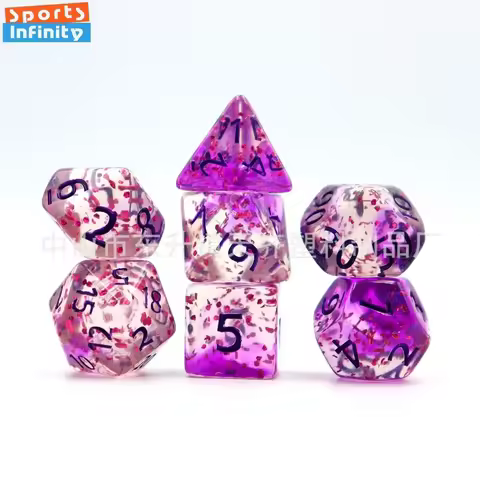 7Pcs Transparent Polyhedral Dice Double Color Flash Dot Starry Sky Dnd Dice Set for RPG COC Table Bo