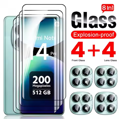 Note14Pro 5G 4G Glass 8To1 9D Curved Screen Protector Camera Glass For Xiaomi Redmi Note14 Note15 Pr